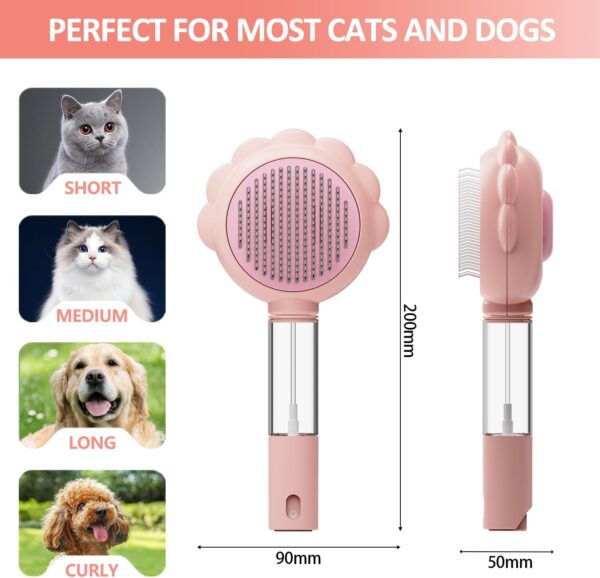 Cat Brush Dog Brush, Mebeter Cat Comb, 3 In1 Cat Steam Brush Self Cleaning Steam Brush for Dogs & Cats Cat Spray Massage Comb Multifunctional Cat Grooming Brush for Removing Tangled and Loose Hair - Image 6