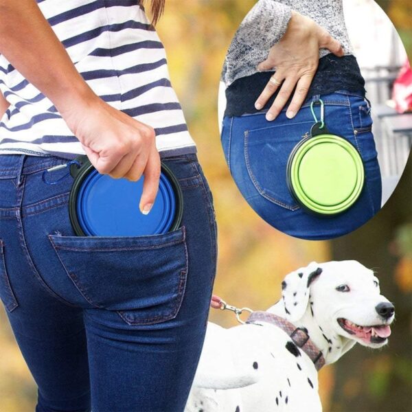 ZUOFENG Collapsible Travel Silicone Dog Cat Bowl Portable Pet Food Water Bowl, Feeding trough Portable Drinking Water Drinker with Water Hook, Easy to Carry, Save Space.（1 pcs） - Image 3