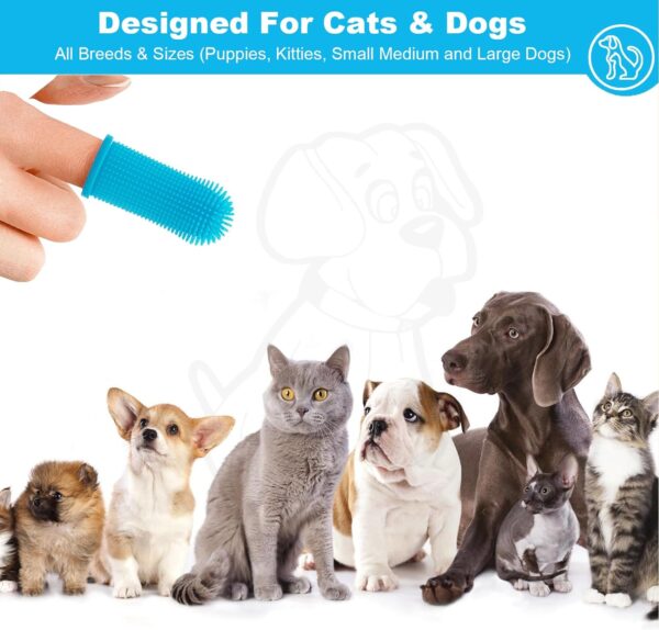 10Pcs Dog Toothbrush, 360º Dog Finger Toothbrush, Silicone Pets Teeth Cleaning Toothbrush Kit for Dogs Puppies, Dog Teeth Cleaning Products for Cats & Small Pets Dental Care (Blue) - Image 6