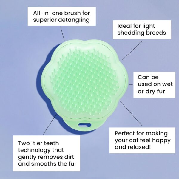 Tangle Teezer | Pet Teezer | Cat Grooming Brush | Short, Medium Hair | Soft Bristles to Detangle Knots | Green - Image 2