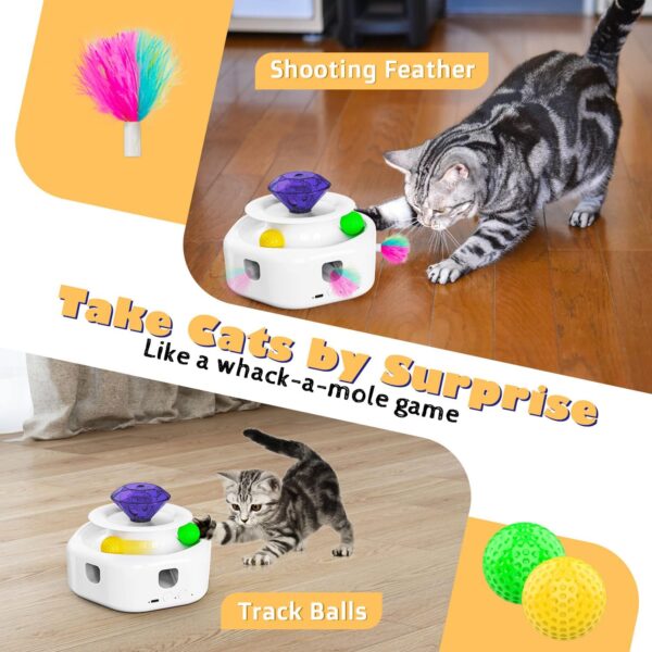 Tyasoleil 4-in-1 Interactive Cat Toys, Cat Toys for Indoor Cats Adult, Automatic Cat Toys, Fluttering Feather, Track Balls, USB Rechargeable, Smart Interactive Kitten Toy - Image 2