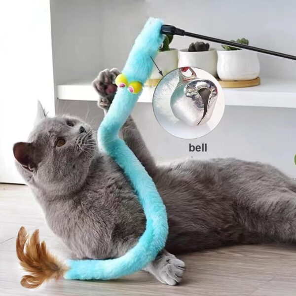 Cat Feather Toys, Interactive Cat Teaser Wand with Bells and Feather, Cat Toys for Indoor Cats Kitten Interactive Training - Image 2