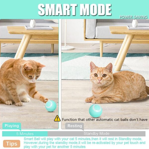 Speedy Panther Quiet Smart Cat Ball Toy Interactive Cat Toys for Indoor Cats Adult Automatic 360° Rotating Kitten Toys with LED Stimulate Hunting Instinct - USB Rechargeable - Image 5