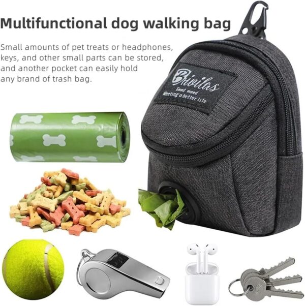 Dog Walking Bag Dog Poo Bag Holder Dispenser Dog Treat Pouch Dog Snack Food Storage Bag Durable Oxford Cloth Dog Waste Bag Carrier Hands Free Pet Accessories Bag for Travel, Walking, Running, Hiking - Image 3