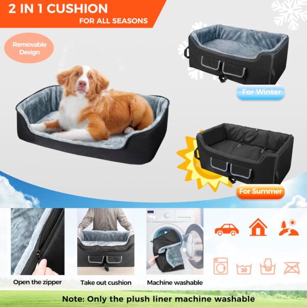 Babenest Dog Booster Car Seat, Large Size Pet Booster for Medium Sized Dogs Cats with Seat Belt, Washable Puppy Travel Car Seat Protector with Storage Pocket for Back Seat, Black - Image 3