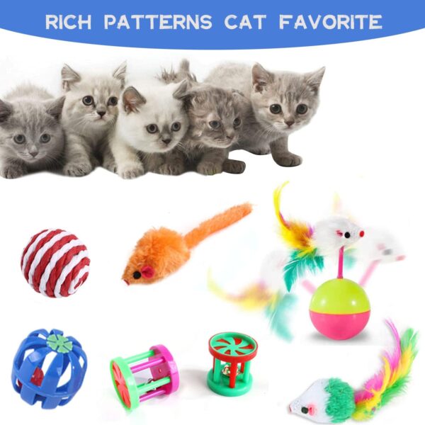 20 Pcs Cat Toys for Indoor Kitten, Collapsible Tunnel, Interactive Feather Wand Ball Spring Mice Toy for Puppy Kitty - Image 3