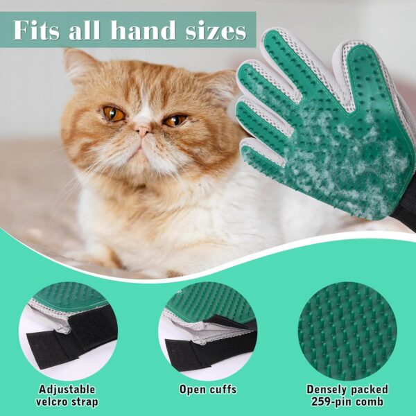 Nicola 4 Pcs Cat Grooming Glove, Dog Grooming Glove, Cat Brush Glove for Long/Short Hair, Pet Grooming Gloves for Cats and Dogs, Cat Grooming Brush Gloves (Red-Green) - Image 3