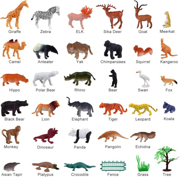 ELECLAND 53Pcs Jungle Animals Figures Toys for Kids Plastic Mini Wild Animal Figures Zoo Animals Playset Cake Toppers for Boys Girls Birthday Party Favors Baby Shower Party Supplies - Image 2