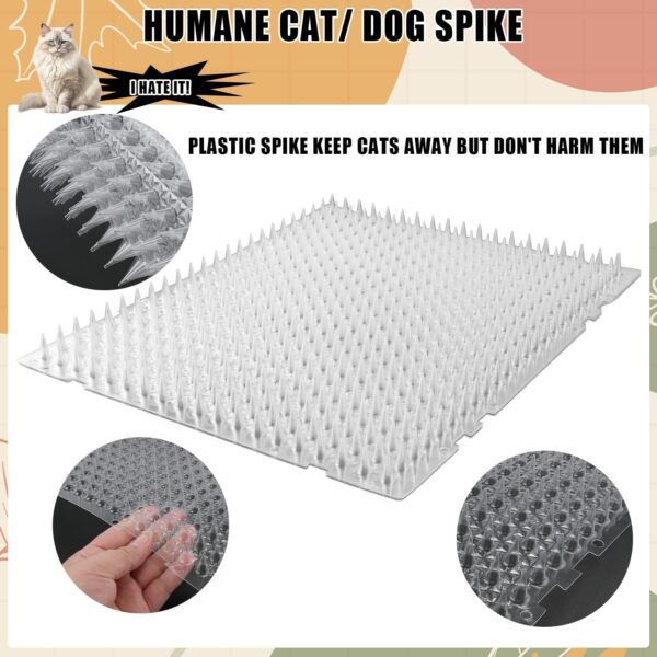 SAVITA 12pcs Cat Scat Spike Mat, 16x13inch Indoor Scat Mat with Stickers and Tapes, Pet Deterrent Training Mats for Cat Dog Indoor Outdoor Supplies - Image 3