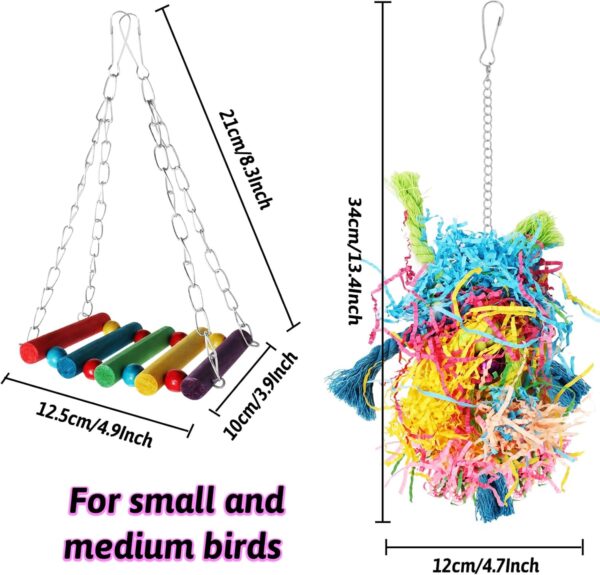 QUOZUO 6 pcs Bird Toys Swing Hanging Standing Chewing Toy, Bird Parakeet Toys Cage Accessories for Cockatiel, Parrot - Image 5