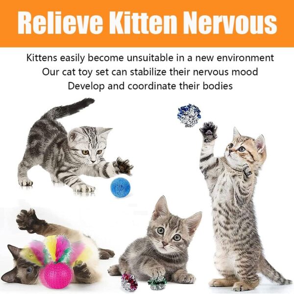 22 Pcs Cat Toys Interactive for Indoor Cats Tunnel Mouse Kitten Toys Cat Feather Teaser Wand Spring Toy - Image 5