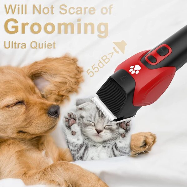 Solimpia Dog Cat Pet Clippers Shavers Electric Pet Grooming Trimmer Kit Rechargeable Cordless Low Noise Professional Pet Hair Trimmer Set - Image 2