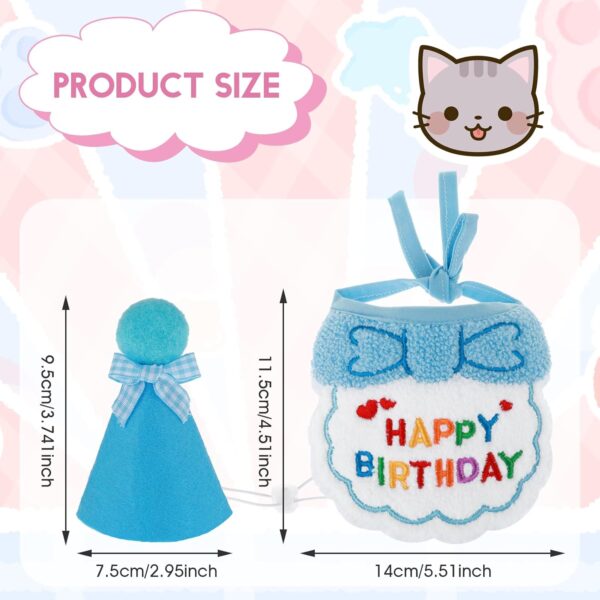 Amaxiu Small Dog Cat Birthday Hat Scarf Set, Cute Pet Birthday Bandana Party Supplies Puppy Happy Birthday Decorations Embroidered Birthday Gift for Girls Boys Kitten Dog(Blue) - Image 3