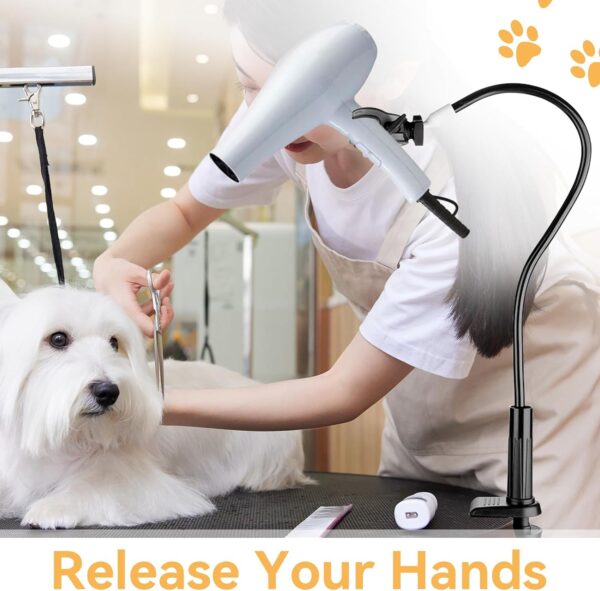 Dog Hair Dryer Holder Hands, 360 Degrees Rotatable Lazy Hair Dryer Stand Adjustable Pet Grooming Table Hair Dryer Stand Holder with Clamp for Dogs Cats Pets Grooming - Image 6