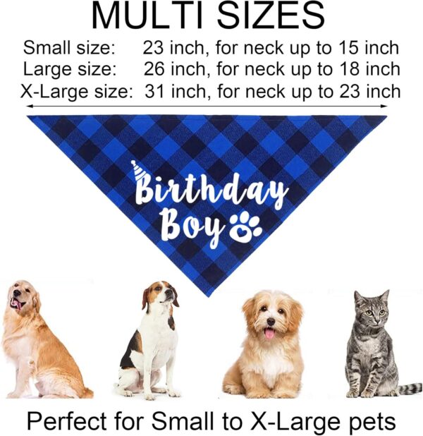 JOTFA Dog Birthday Party Supplies, Multi Sizes Dog Birthday Bandana Boy Dog Birthday Hat Bow Tie Numbers It’s My Bday Mother Puppers Sign Banner for Large Extra Large Dogs Pets (X-Large, Blue) - Image 4