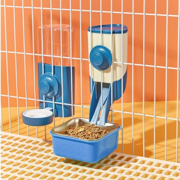 Pet Hanging Bowl for Crates, 2 in 1 Small Dog Bowl Puppy Bowl Removable Stainless Rabbit Bowl Cat Feeder Food Water Bowls for Puppy Cat Bird Rabbit Hamster Guinea Pig Ferret Small Animals (Blue) - Image 7