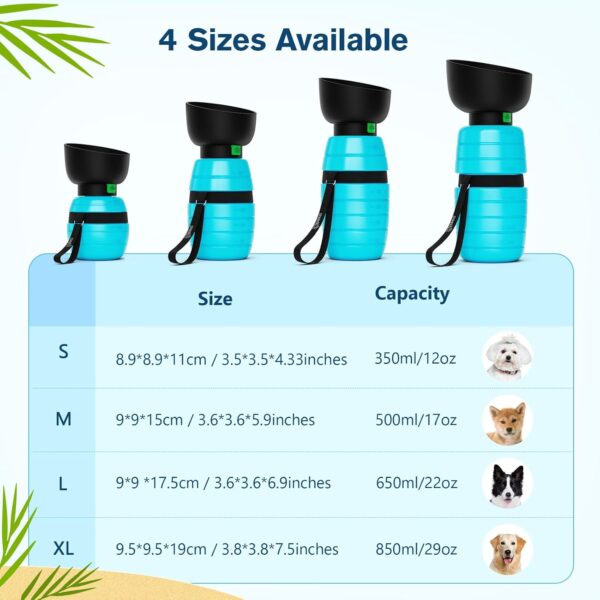 Pecute Dog Water Bottle 650ml, Portable Puppy Drinking Bottles Leak Proof Pet Travel Bottle, Lightweight Water Dispenser Bowl for Outdoor Walks Trips Hikes Travels - Image 9