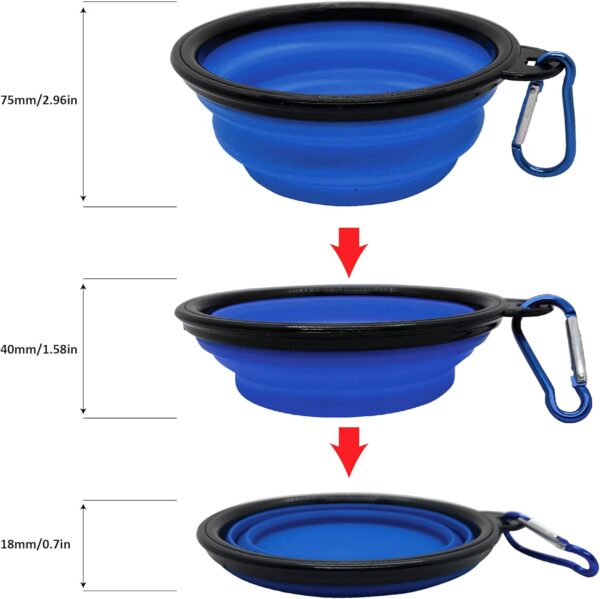 ARTISTRY Pack of 2 Collapsible Dog Bowl Portable Travel Dog Bowl for Small Pet Dog Cat Silicone Collapsable Dogs Drinking Bowl for Food Water Feeding with Metal Hook Foldable Dog Bowl(Blue/Green) - Image 4