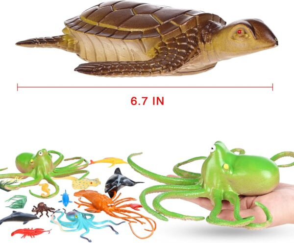 Nabance Large Sea Animal Figures Toys 18PCS Plastic Sea Creatures for Bath Ocean Animals Figures Learning Colour Toy Educational for Child Kids Toddler Gift - Image 2