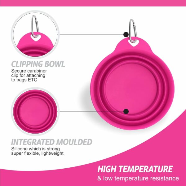 Dog Travel Bowl Collapsible Dog Bowl Portable Food Bowl Silicone Cat Bowl With Clip Expandable Cup Puppy Feeding Watering Supplies Travel Essential Home Accessories Assorted Color 15cm (1Pc) - Image 5