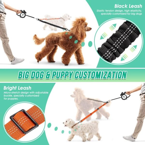 Nasjac Double Dog Leash Coupler, No Tangle Split Lead for Walking 2 Pet Dogs, Adjustable Reflective Safety Shock Absorbing Bungee Leads Splitter for Training Dual Doggy, Medium & Large Breeds - Image 2