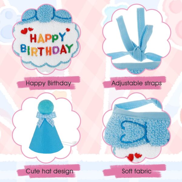 Amaxiu Small Dog Cat Birthday Hat Scarf Set, Cute Pet Birthday Bandana Party Supplies Puppy Happy Birthday Decorations Embroidered Birthday Gift for Girls Boys Kitten Dog(Blue) - Image 5