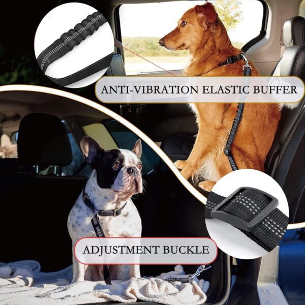 Dog Car Seat Belt Headrest Adjustable Dog Car Restraints Leads Pet Seat Belt Dog Safety Seat Belt Strong Leash Leads for any Cars Vehicle Travel Accessories for Pets Cats Dogs - Black - Image 2