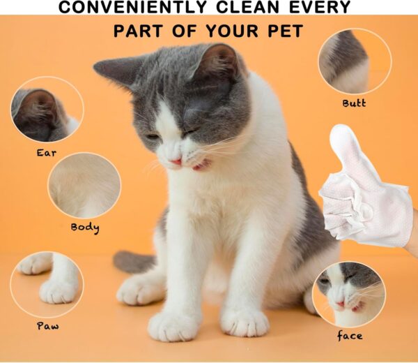 Pet wipes for dogs and cats, cat wipes dog wipes cleaning deodorizing hypoallergenic cat wipes cleaning fur and butt pet grooming gloves for Dogs,Cat Cleaning Wipes for Daily Care and Traveling-6 pcs - Image 3