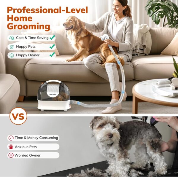 Morpilot Pet Grooming Vacuum Kit 12000Pa Ultra Quiet Safe for Cats Dogs 3L Large Capacity Complete with Clipper Undercoat Dematting Deshedding Tools Slicker Shedding Brush - Image 6