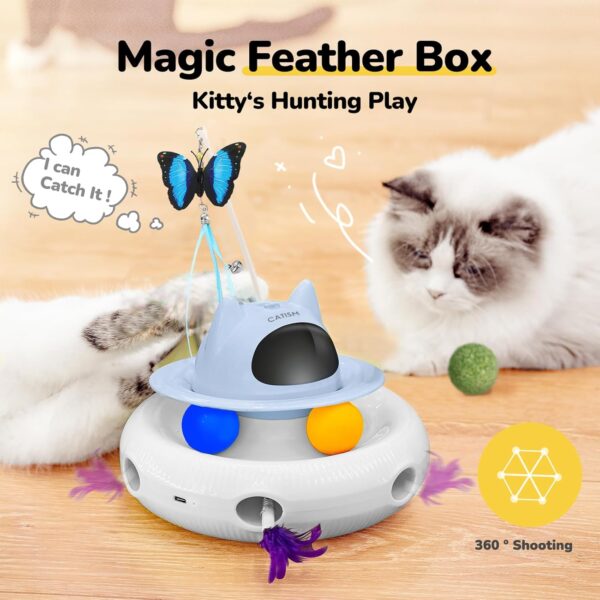 CATISM 4 in 1 Interactive Cat Toys for Indoor Automatic Cat Feather Toys for Cats Kitten Toys Upgrade USB Rechargeable Electronic Smart Pet Cat Toy Gift - Image 3