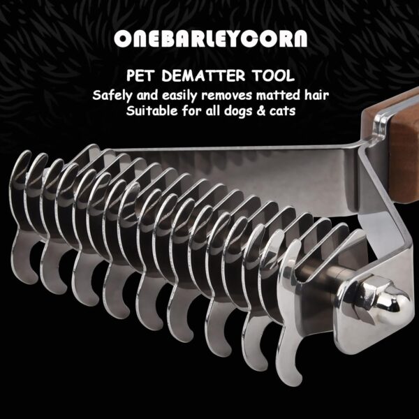 onebarleycorn coat king undercoat rake dog grooming comb,dog brushes for Shedding Stripping Brush Pet Dematting Comb for Dogs and Cats(9+17 Dual Blades) - Image 5