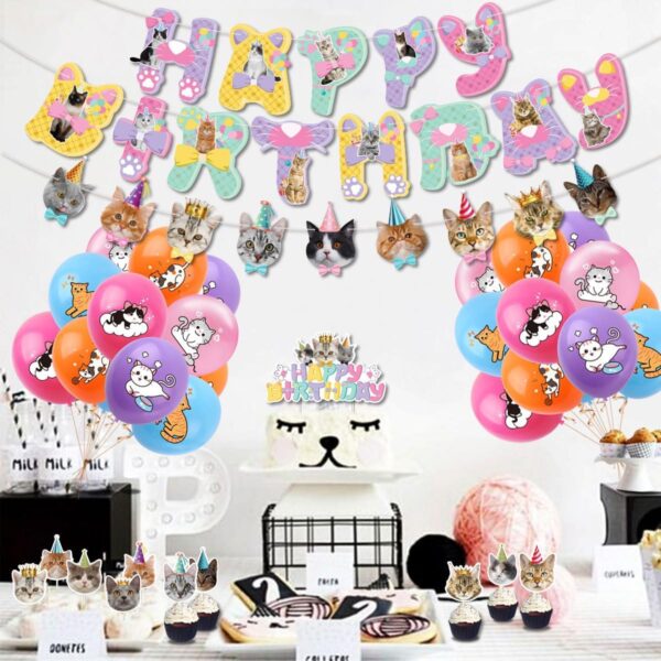 MAIGO 40pcs Cat Cake Topper - Cat Birthday Party Supplies Cat Party Decorations For Kids Cat Birthday Cake Decorations Girl Cat Theme Cat Balloons Birthday Party Decoration Supplies Pet Birthday Cake - Image 5