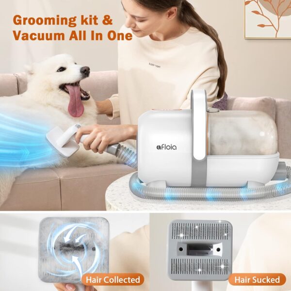 Afloia Dog Grooming Kit with Vacuum, Dog Clippers, Suction 99% Pet Hair, Professional Pet Grooming Kit with 7 Proven Tools for Shedding Grooming, Cat Dog Grooming Vacuum Kit, 1.5L - Image 2