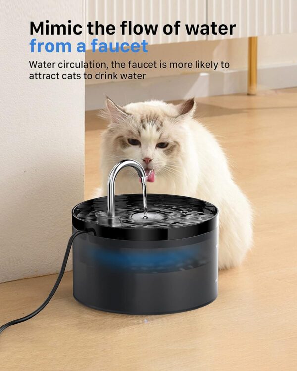 Cat Water Fountain for Drinking: Cat Fountain - 2L Cat Water Fountain - Water Fountain Cat Bowl - Pet Water Fountain - Cat Drinking Fountain - Super Silent - Faucet Shape - Multiple Pets - GIOTOHUN - Image 4