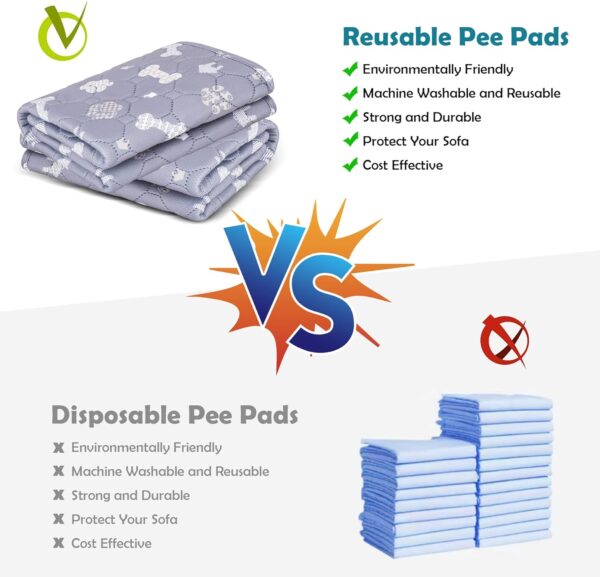 LENAUQ Puppy Pads, 2 Pack Washable Dog Pee Pads Pet Puppy Training Supplies Pads, 80 X 90cm Non-Slip Super Absorbing Whelping Pads for Dog Housebreaking Supplies - Grey - Image 5