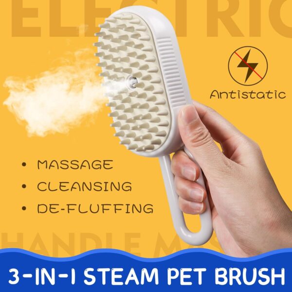 TOHDHC Cat Steam Brush, 3 in 1 Spray Cat Brush with Water Spray, Self Cleaning Steam Pet Brush With Massage, Cat Grooming Brush for Removing Knots,Loose Hair… - Image 2