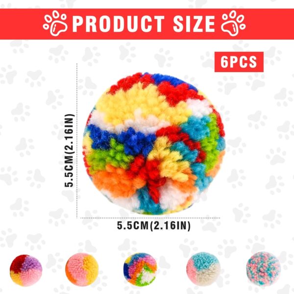 6 Packs Colorful Cat Toys, Soft Interactive Plush Bite-resistant Cat Balls Toys, Cute Kitten Toys Pet Pom Pom Balls for Playing, Chasing, Teeth Grinding, Chewing, Training(A) - Image 2