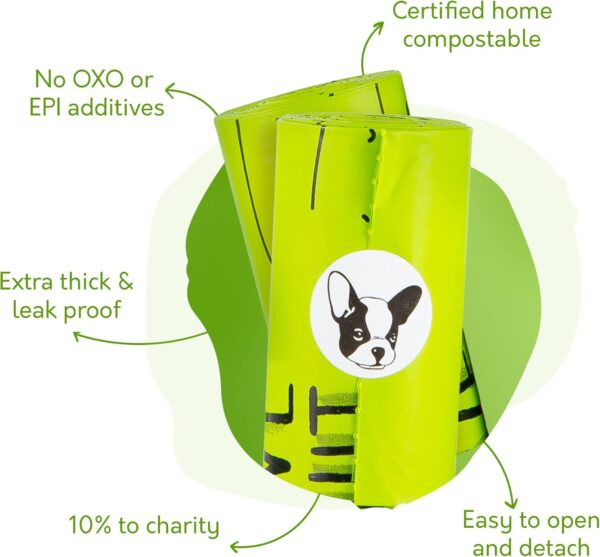 Certified 100% Home Biodegradable Dog Waste Bags, 10% to Charity, Compostable Dog Waste Bags, Eco and Earth Friendly Disposable Dog Waste Bags, Leakproof and Zero Odor Green Pet Supplies - Image 2