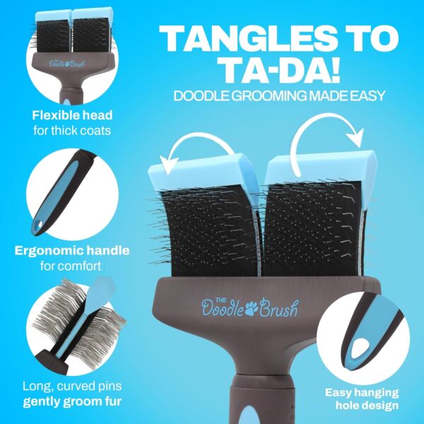 The Doodle Brush Poodle Brushes For Grooming - Dog Slicker Brush, Puppy Grooming Brush - Slicker Dog Brush For Cockapoo, Labradoodle & Goldendoodle - Poodle Dog Brush, Dog Grooming Brush (Double Head) - Image 4