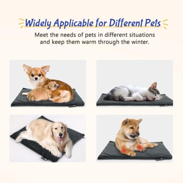 Pecute Pet Heat Pad Small 32x40cm, Constant Heating Safe Electric Heated Mat Anti Bite Waterproof with Removable Flannel Cover & Fire Retardant Cotton, Soft Cosy for Puppies Kittens(2 Covers) - Image 7