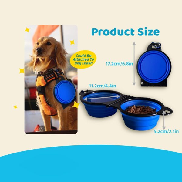 Collapsible Dog Water Bowls - 2 in 1 Portable Dog Travel Item, Foldable Pet Camping Accessories Dish Feeder, Portable Water Bowl Container with Carabiners for Puppy Walking Hike Outdoor (Blue) - Image 5