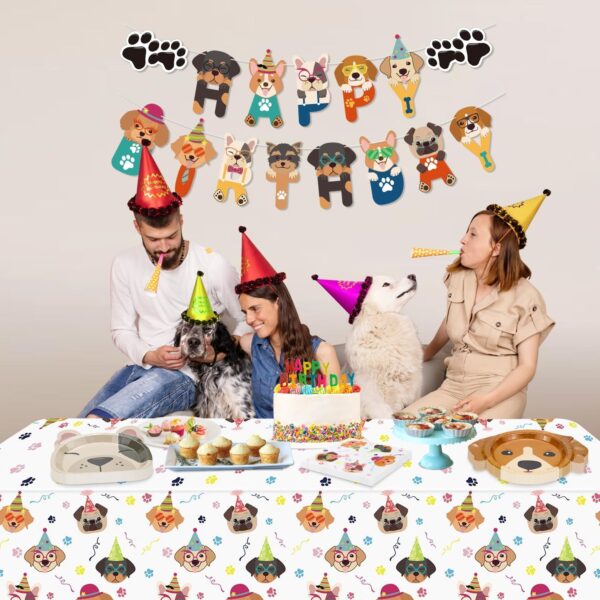 122 Pcs Dog Party Decorations - Including Plates, Napkins, Puppy Tablecloth for Kids Puppy Dog Themed Birthday Party Supplies, Serve 40 - Image 6