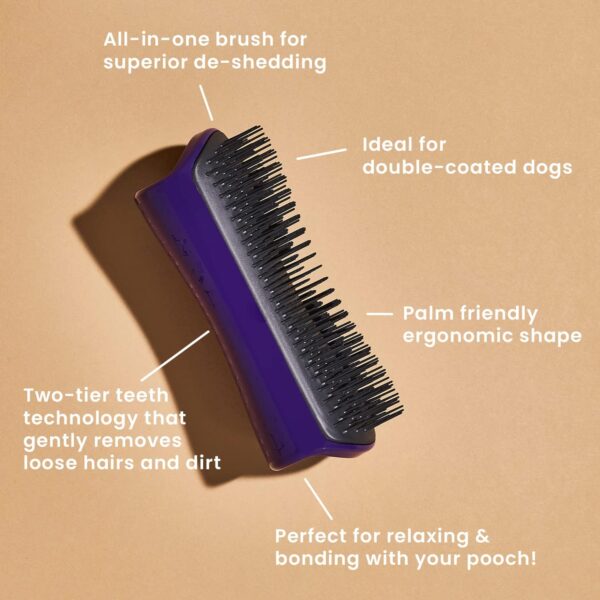 Tangle Teezer | Pet Teezer | De-Shedding and Dog Grooming Brush | Dry Brush or Dog Bath Brush | Purple & Grey - Image 2