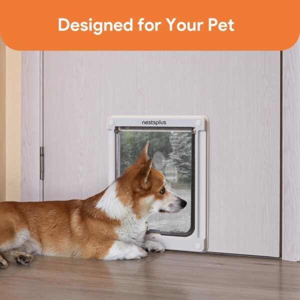 Dog Door, Pet Door for Dogs and Cats, 8.86" x 11.1" Inner Frame for Medium Dog and Pets, Easy to Install, Closing Panel Included, Durable Frame Doggy Door for Door & Wall, White Doggie Door, Medium - Image 2