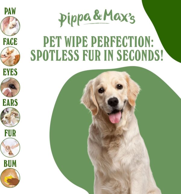 Pippa and Max Pet Wipes for Dogs & Cats, Thick 100% Plant Based Grooming Wipes, Hypoallergenic Cleaning for Paws, Body, Ear, Eye, and Bum, Non-Scented, 100 Count - Image 4