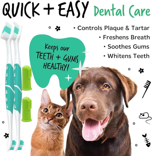 MUNSKT Dog Toothbrush Dual Ended, Pets Teeth Cleaning Toothbrush 360º Dog Cat Finger Toothbrush Pets Dental Cleaning Products for Easy Dogs Cats Dental Care - Image 5