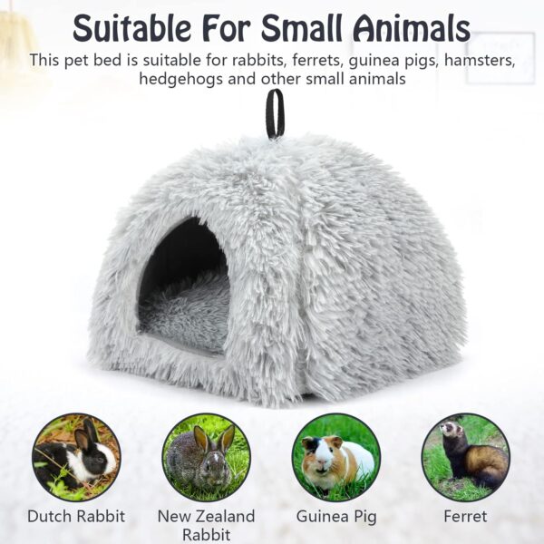 Sbayool Calming Rabbit Bed House, Cozy and Warm Rabbit Hideaway Guinea Pig Bed House with Movable Pad for Rabbits Guinea Pigs Hedgehogs Ferrets and Other Small Pets, Grey - Image 5