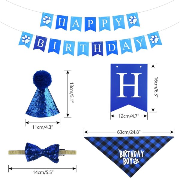 ASTARON Pet Dog Birthday Party Supplies,Blue Boy Dog Birthday Hat Bandana with Bone Balloons Puppy Birthday Banner for Pet Birthday Party Supplies decorations - Image 6