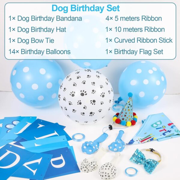 Radsocken Dog Birthday Party Supplies Dog Birthday Bandana Set, with Cute Doggie Birthday Hat Bandana Bow Tie Happy Birthday Banner Streamers Balloon, Birthday Party Decorations for Dog Cat Pets - Image 3