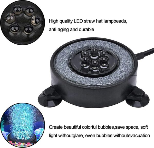 YWNYT Aquarium Volcano Ornament Kit, Multi Colour LED Light Air Stone for Aquariums Air Pump Accessories, Aquarium Bubbler for Aquarium Fish Tank Decoration - Image 3